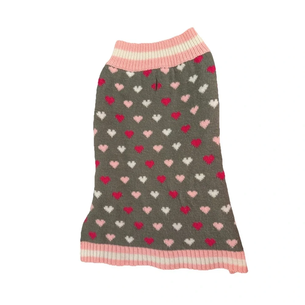Dog Sweater  HEARTS  Pink  Dog Pet Medium Pretty In Pink Acrylic